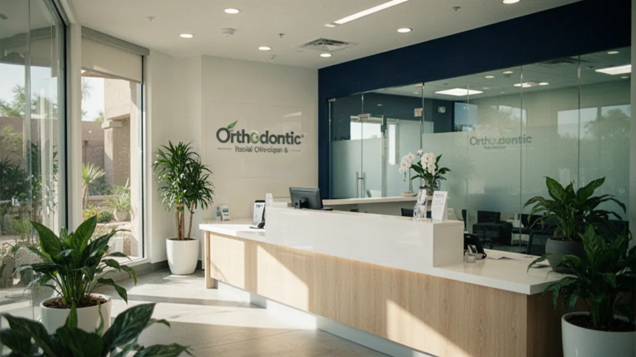 A bright modern dental and orthodontic practice reception area in Phoenix.