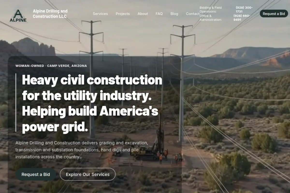 Alpine Drilling & Construction live website screenshot